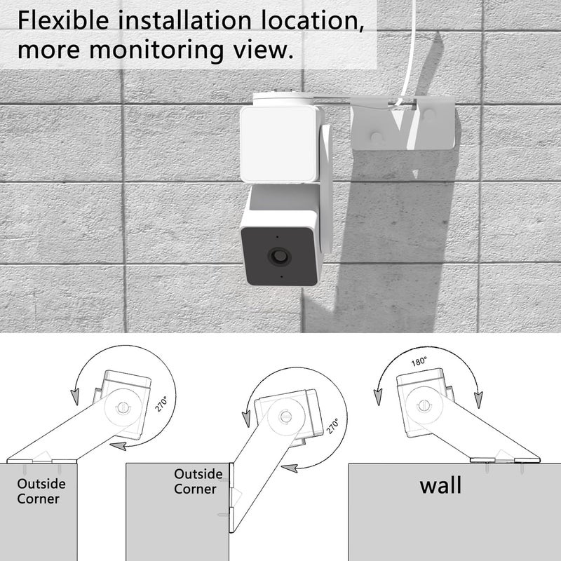 Zwolf Upgraded Outside Corner Mount for Wyze Cam Pan V4 / V3, Metal Wall Mount Bracket, Easily Capture Views from Both Sides of a House Corner. - Image 3